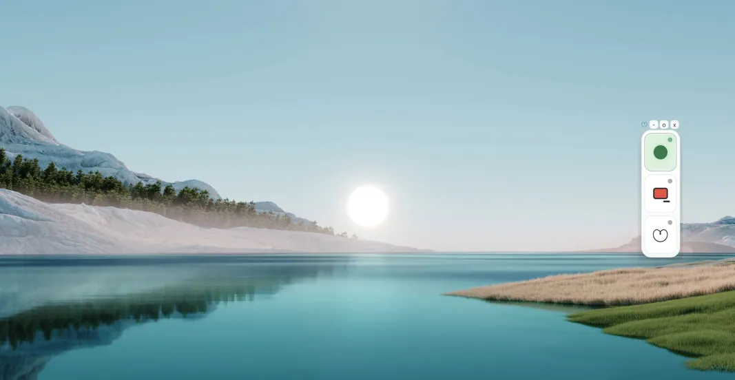 A quiet Windows desktop with Deskmate Live's compact floating toolbar positioned along the right edge.